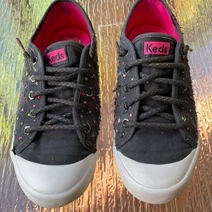 Black Keds w/ multi color star cut outs,size 2.5